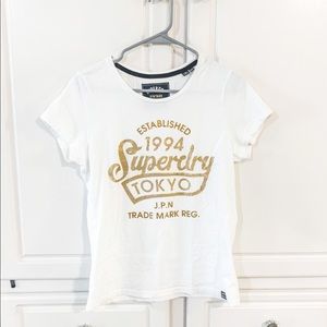 {SUPERDRY} White & Gold T-shirt